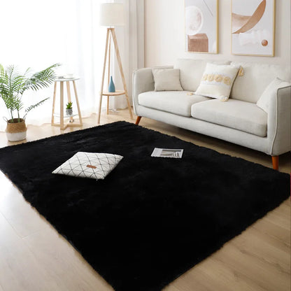 Plush White Furry Rug – Thickened, Non-Slip Hall & Bedroom Carpet Pink Gray Black Cream Cozy Modern Home Decor