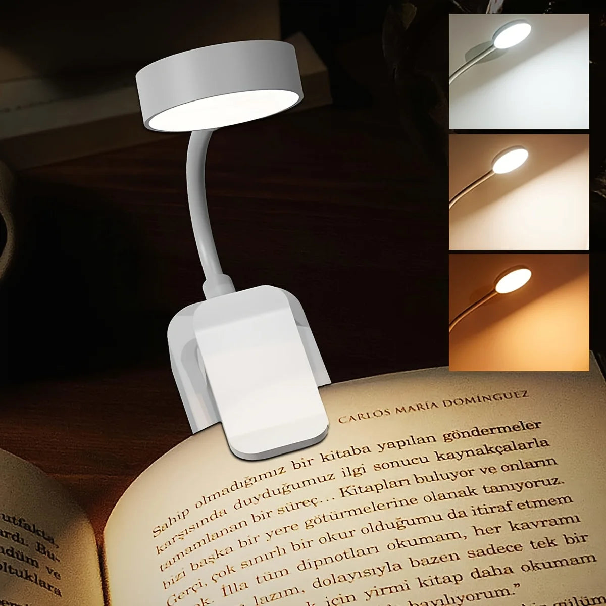 Portable Folding LED Clip‑On Book Lamp – USB Rechargeable, Stepless Dimmable, Eye‑Protection Reading Light for Bedside, Travel & Study