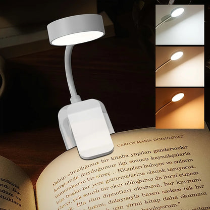 Portable Folding LED Clip‑On Book Lamp – USB Rechargeable, Stepless Dimmable, Eye‑Protection Reading Light for Bedside, Travel & Study