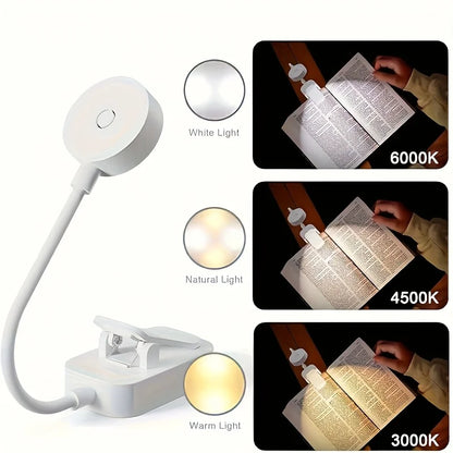 Portable Folding LED Clip‑On Book Lamp – USB Rechargeable, Stepless Dimmable, Eye‑Protection Reading Light for Bedside, Travel & Study