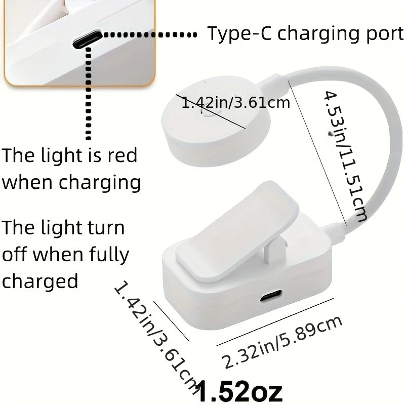 Portable Folding LED Clip‑On Book Lamp – USB Rechargeable, Stepless Dimmable, Eye‑Protection Reading Light for Bedside, Travel & Study