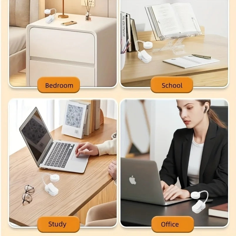 Portable Folding LED Clip‑On Book Lamp – USB Rechargeable, Stepless Dimmable, Eye‑Protection Reading Light for Bedside, Travel & Study