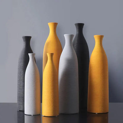 Premium Ceramic Sculptured Nordic Vase – Modern Minimalist Textural Design Decor for Contemporary Living Room, Bedroom & Tabletop Styling