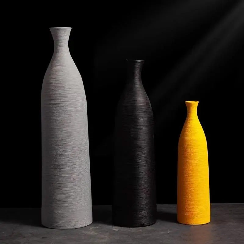Premium Ceramic Sculptured Nordic Vase – Modern Minimalist Textural Design Decor for Contemporary Living Room, Bedroom & Tabletop Styling