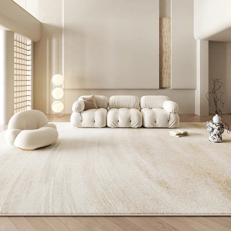 Premium Japanese Zen Carpet Mat - Creamy Plush Beige Minimalist Designer Rug For Living Rooms Bedrooms and Contemporary Interiors