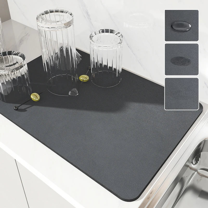 Quick‑Dry Super Absorbent Kitchen Mat – Anti‑Slip Draining Pad for Dishes, Coffee Makers & Bathroom Counters