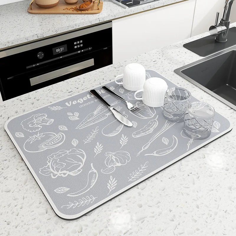 Quick‑Dry Super Absorbent Kitchen Mat – Anti‑Slip Draining Pad for Dishes, Coffee Makers & Bathroom Counters