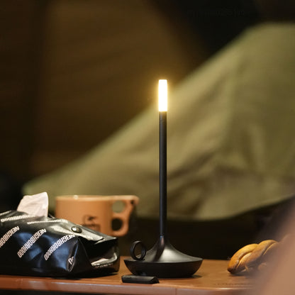 Retro Cordless Candle Stick LED Night Light Rechargeable Portable Desktop Coffee Table Light For Bedside Table