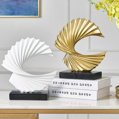 Abstract Flowing Golden Geometric Sculpture Modern Art Piece For Mantelpiece Living Room Coffee Table Trendy Art For Desktop