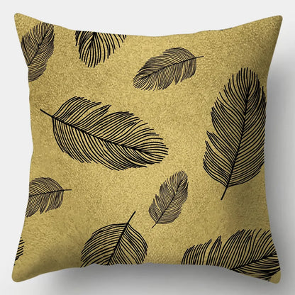 Chic Black Golden Sofa Throw Cushion Cover with Decorative Pattern for Bedroom Living Room Bedroom Pillowcase