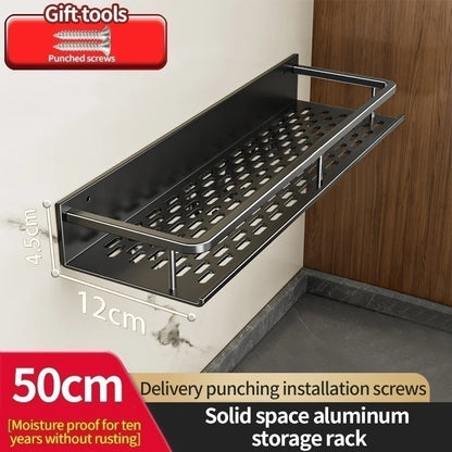 Multi-Purpose Aluminum Shelf Organizer – Modern Industrial Design Wall Shelf for Kitchen Storage & Bathroom Toiletries