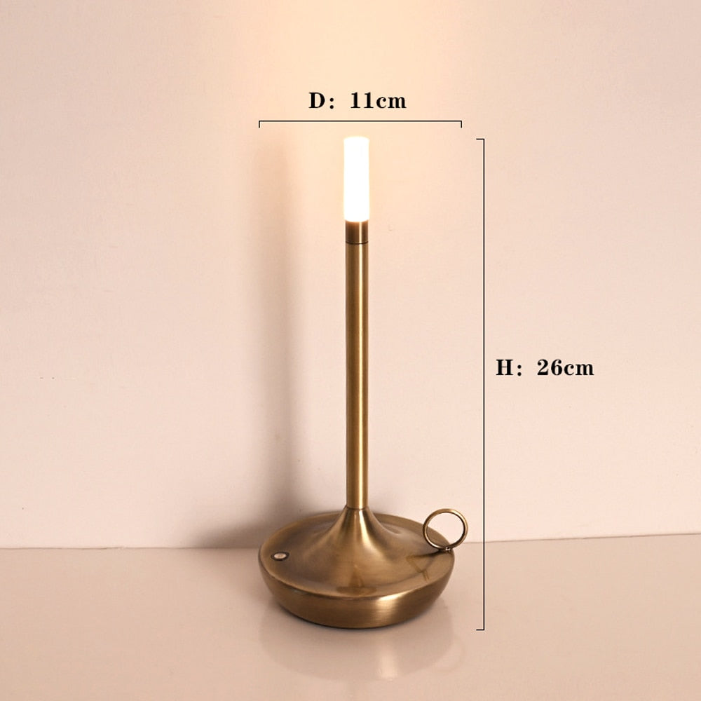 Retro Cordless Candle Stick LED Night Light Rechargeable Portable Desktop Coffee Table Light For Bedside Table