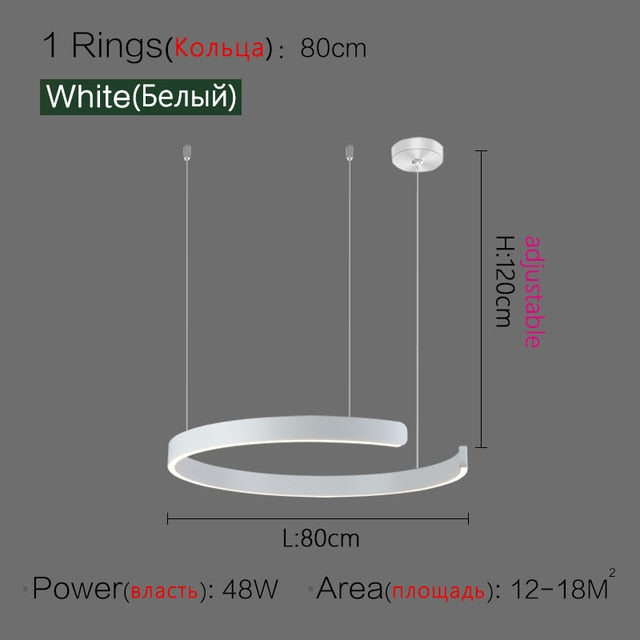 Minimalist Nordic LED Ring Chandelier Suspended Circle Pendant Lights For Living Room Dining Room Contemporary Interior Lighting