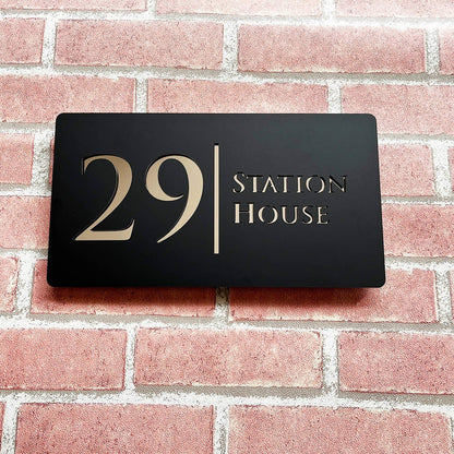 Personalized Laser Engraved 3D Floating House Number 28cm x 15cm Name Plate Matte Black Matte Gray Silver Gold 