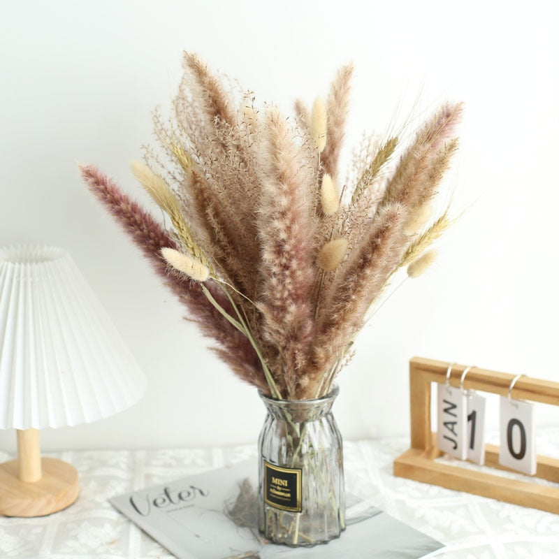 Natural Dried Pampa Grass Bouquet Boho Home Decor Phragmites Bouquet Dried Flowers Bouquet for Wedding Ramadan Decoration 80PCS