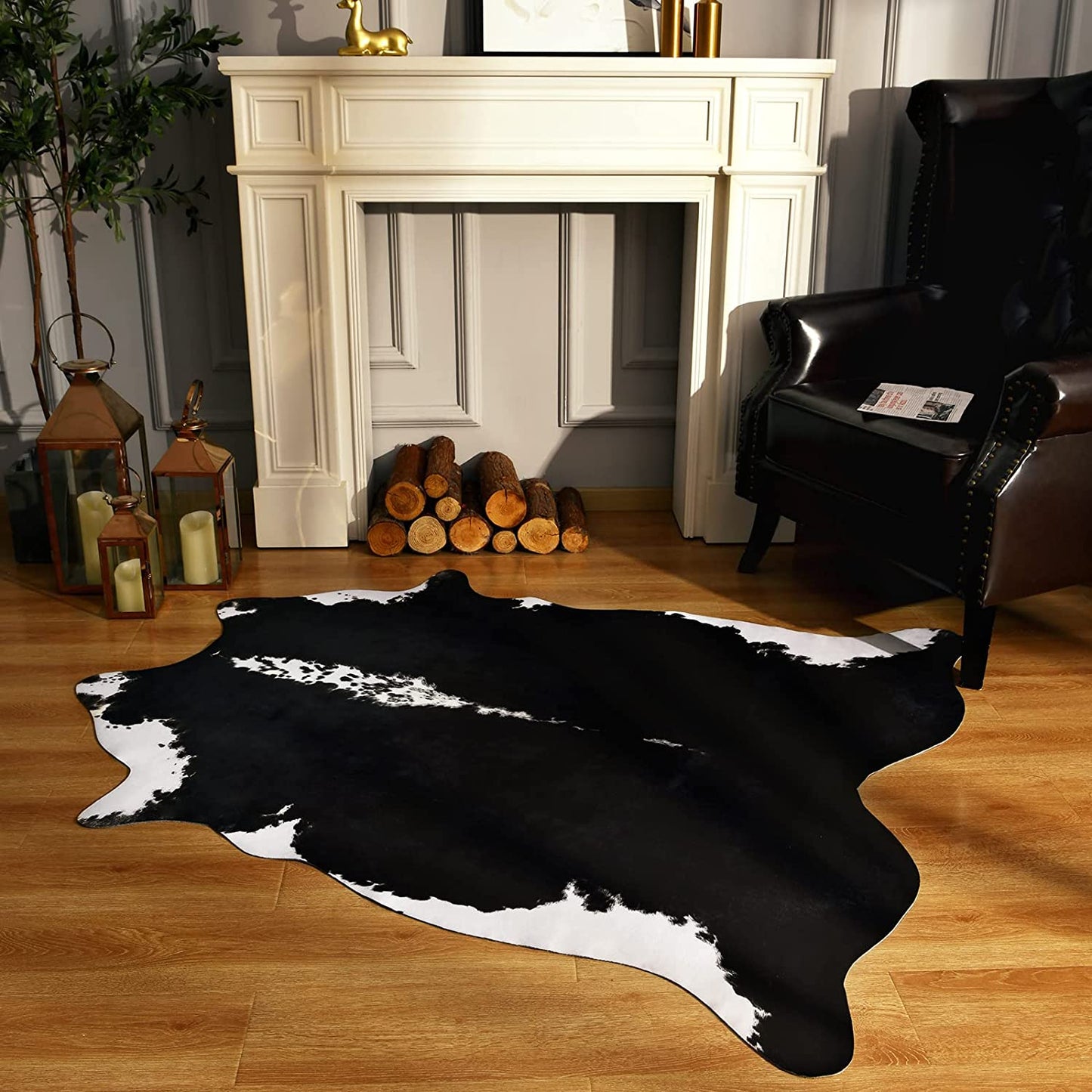 Modern Cowhide Fake Fur Rug For Living Room American Style Coffee Table Carpet Rug - 12 Styles, 3 Sizes