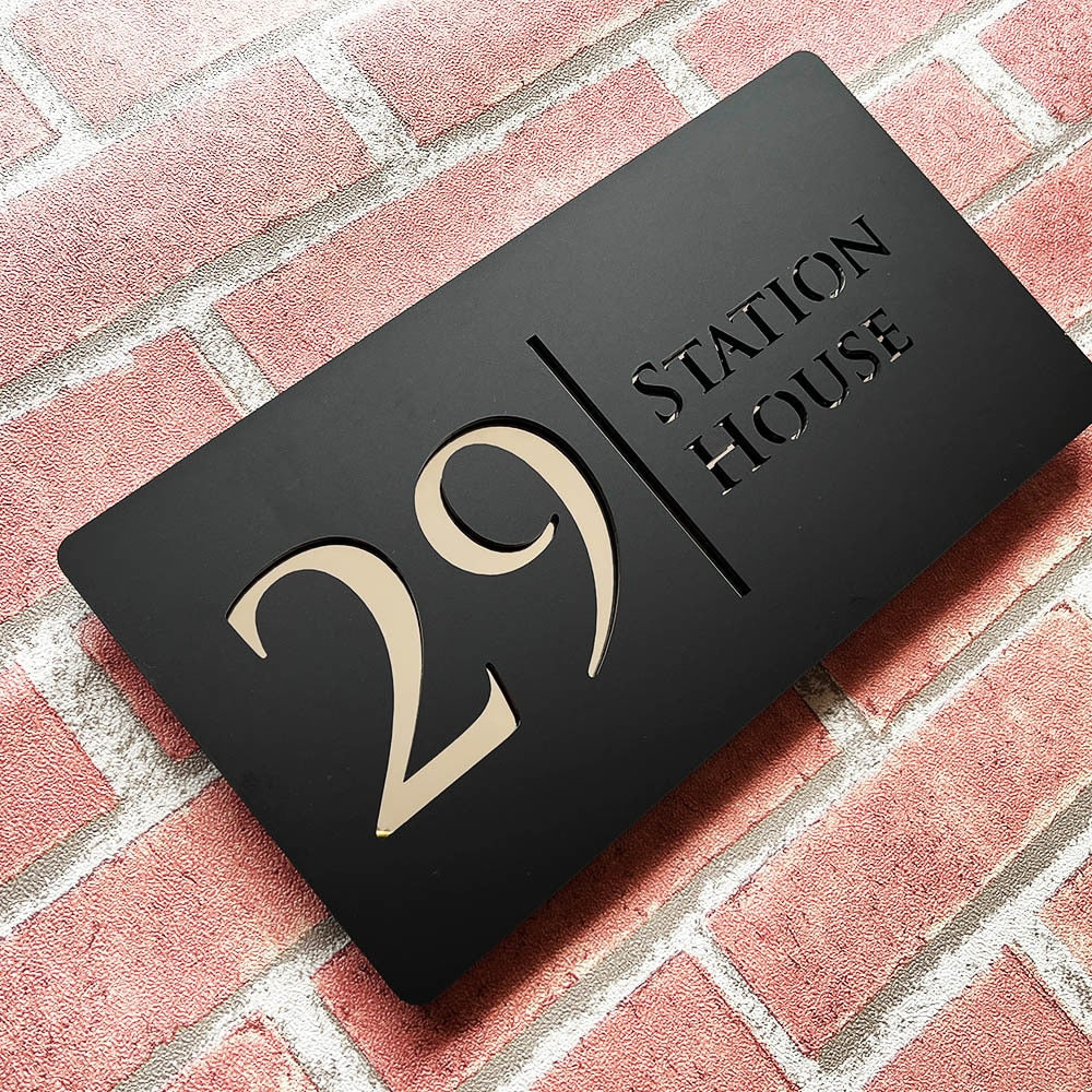 Personalized Laser Engraved 3D Floating House Number 28cm x 15cm Name Plate Matte Black Matte Gray Silver Gold 
