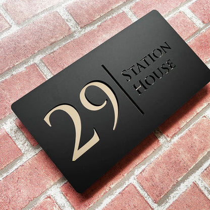 Personalized Laser Engraved 3D Floating House Number 28cm x 15cm Name Plate Matte Black Matte Gray Silver Gold 