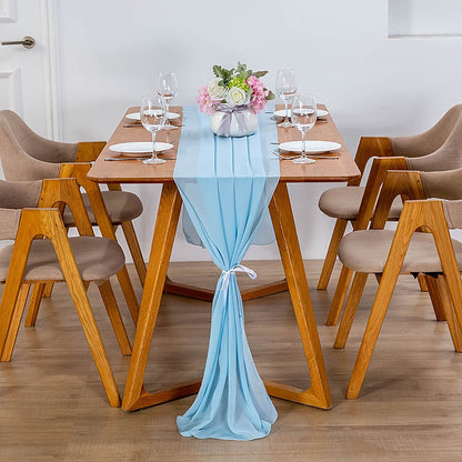 Elegant Chiffon Table Runner 30x300cm Table Drape Romantic Boho Table Runner Decoration for Wedding Birthday Party Bridal Valentine's Day Table Decoration
