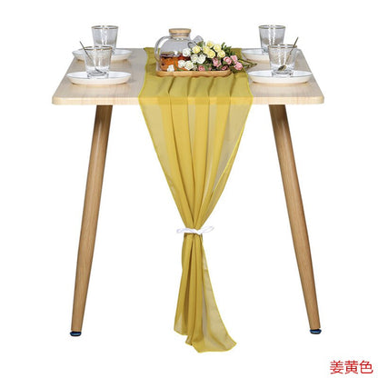 Elegant Chiffon Table Runner 30x300cm Table Drape Romantic Boho Table Runner Decoration for Wedding Birthday Party Bridal Valentine's Day Table Decoration