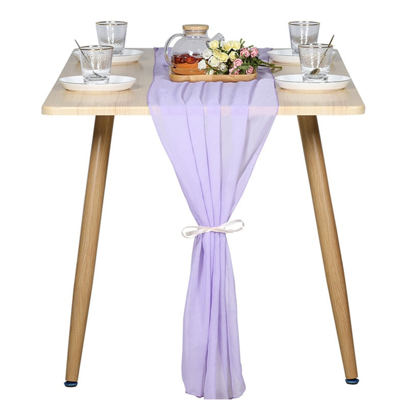Elegant Chiffon Table Runner 30x300cm Table Drape Romantic Boho Table Runner Decoration for Wedding Birthday Party Bridal Valentine's Day Table Decoration