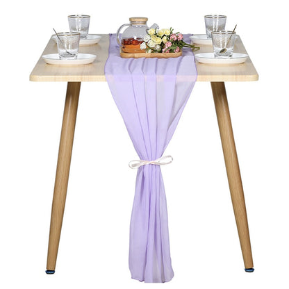 Elegant Chiffon Table Runner 30x300cm Table Drape Romantic Boho Table Runner Decoration for Wedding Birthday Party Bridal Valentine's Day Table Decoration