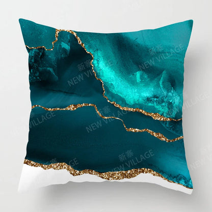 Modern Abstract Aqua Green Liquid Marble Print Cushion Cover Home Decor Sofa Throw Pillow Cover Multiple Sizes Available