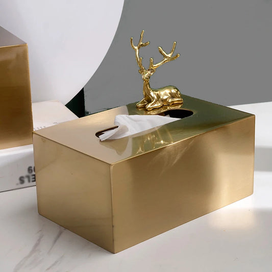 Premium Brushed Metal Tissue Box - Elegant Tissue Dispenser for Living Room Table, Desks & Hospitality Spaces