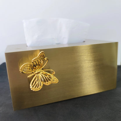 Premium Brushed Metal Tissue Box - Elegant Tissue Dispenser for Living Room Table, Desks & Hospitality Spaces