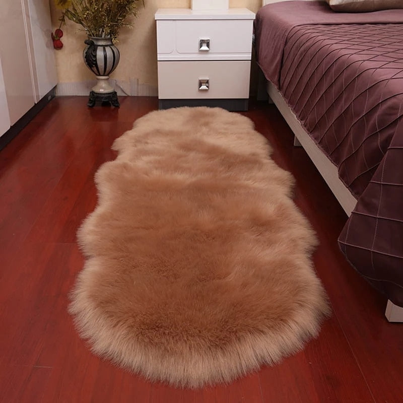 Soft Faux Sheepskin Furry Rug For Bedroom Deep Pile Shaggy Carpet Mat For Living Room Bedroom Cosy Sofa Rug Ideal For Wooden Floors