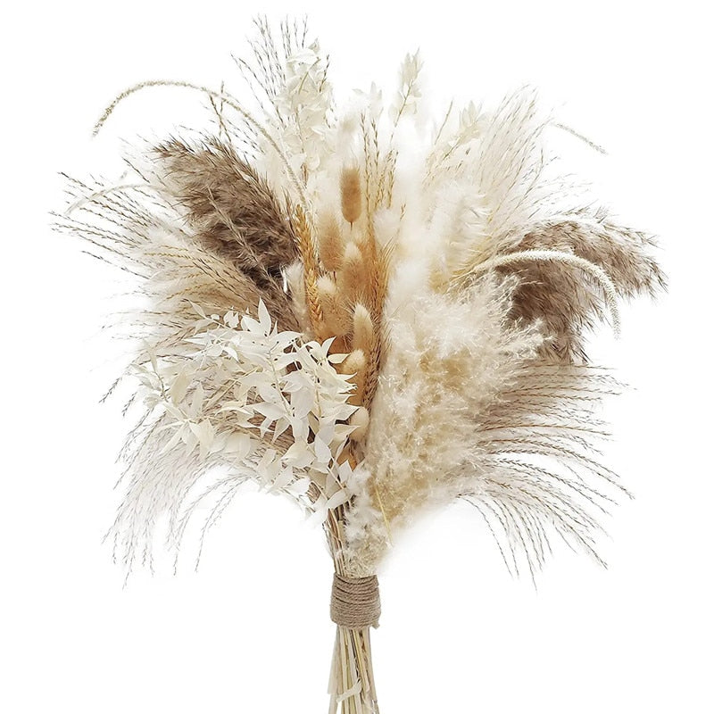 Natural Dried Pampa Grass Bouquet Boho Home Decor Phragmites Bouquet Dried Flowers Bouquet for Wedding Ramadan Decoration 80PCS
