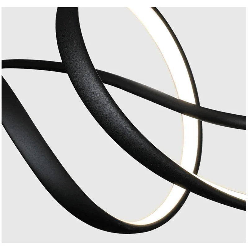 Flowing Ribbon Minimalist Designer Lighting LED Chandelier For Dining Island Aluminum Modern Living Room Kitchen Dining Room Table Decor