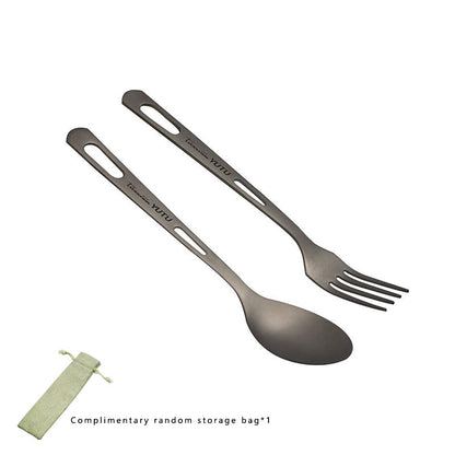 Pure Titanium Portable Tableware Set Frosted Titanium Knife Fork Spoon Chopsticks Cutlery For Camping Travel Survival Etc