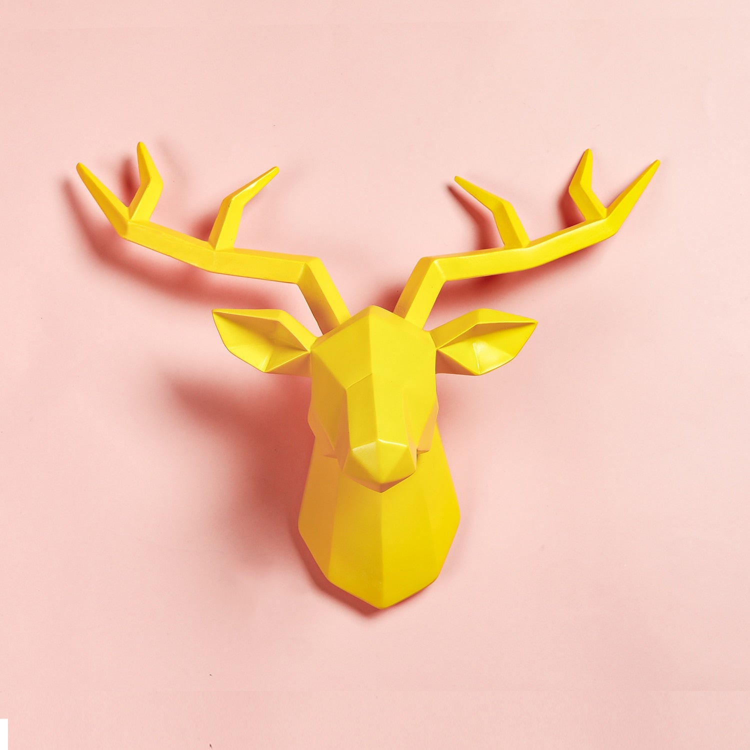 Nordic Deer Head Wall Mounted Golden White Stag Black Antlers Bust 3D Wall Decor For Modern Minimalist Scandinavian Living Room