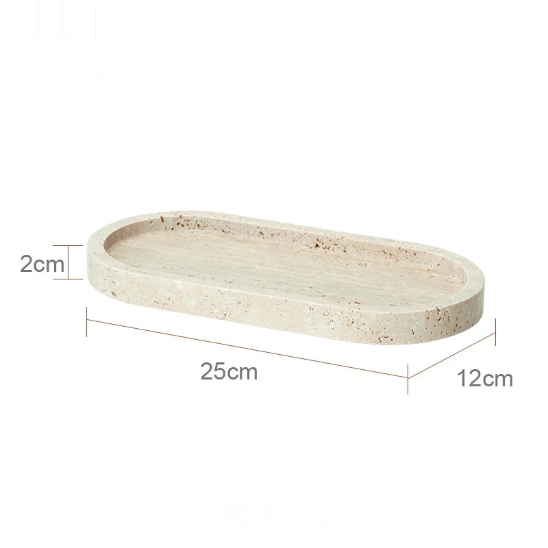 Solid Travertine Marble Bathroom Accessories – Natural Beige Stone Soap Dispenser, Tissue Box, Toilet Brush Holder, Soap Dish, Reed Diffuser & Vanity Tray