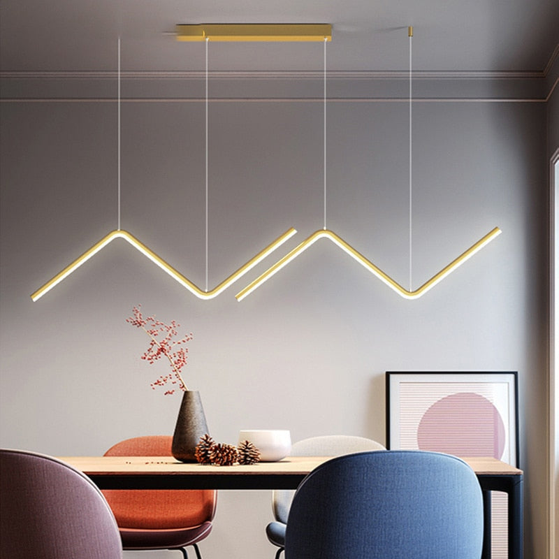 Modern Minimalist Geometric LED Chandelier Tubular Suspension Pendant Lighting Fixture For Contemporary Living Room Dining Room Lighting