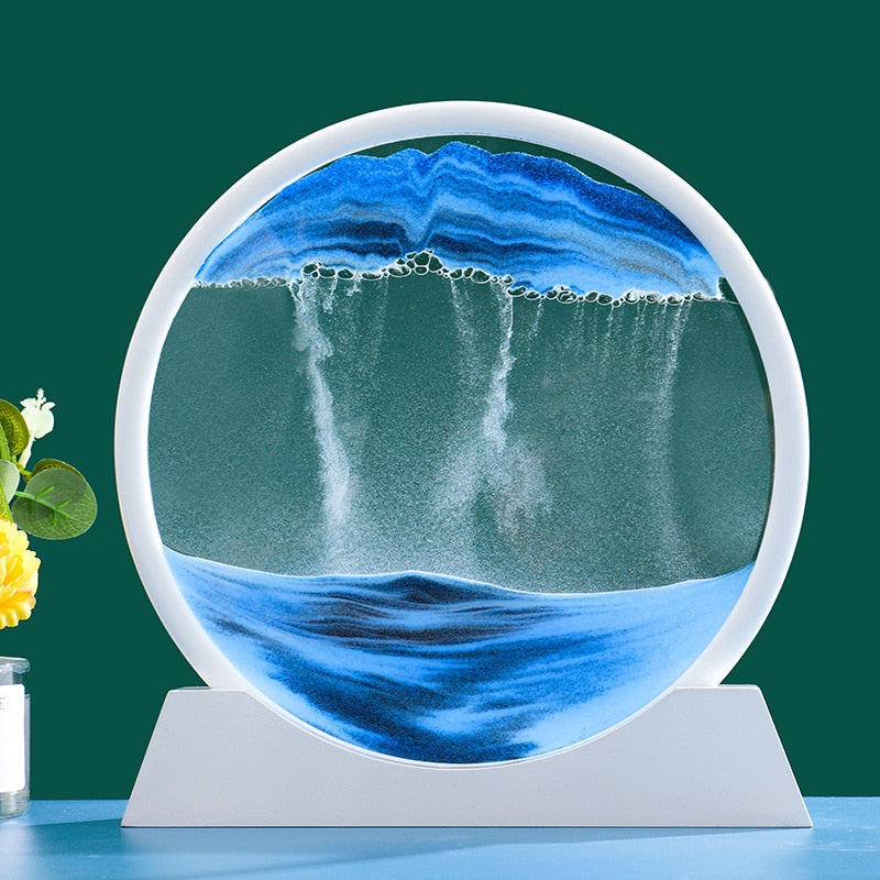 Shifting Sands 3D Desktop Art Piece Ornament Moving Sandscape Hourglass Abstract Colorful Accessories For Creative Home Decor