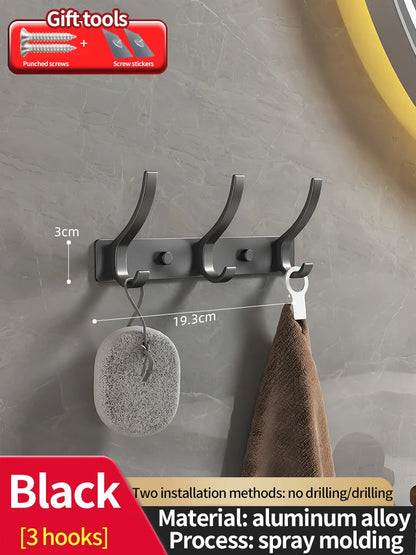 Modern Aluminium Door Hook Rails No Drilling Required - Sleek Metal Wall Hanging Organizer for Clothes, Coats & Accessories