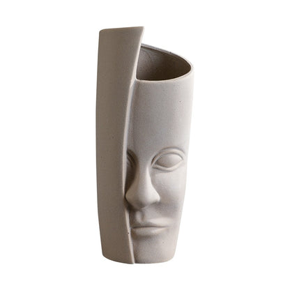 Modern Trendy Face Pot Contemporary Ceramic Human Face & Lips Flower Pot Vase For Floral Arrangements Creative Home Interior Decor