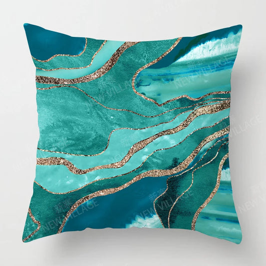 Modern Abstract Aqua Green Liquid Marble Print Cushion Cover Home Decor Sofa Throw Pillow Cover Multiple Sizes Available