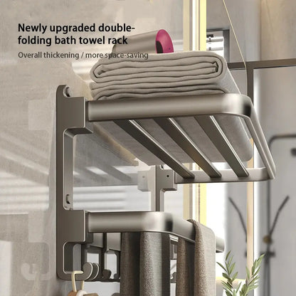 Bi-Fold 24 Inch Towel Rack: Versatile, Rust-Proof, Wall-Mounted Bathroom Storage Solution