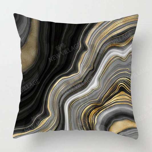 Black Marble Abstract Personality Design Cushion Cover for Home Living Room Sofa Decor