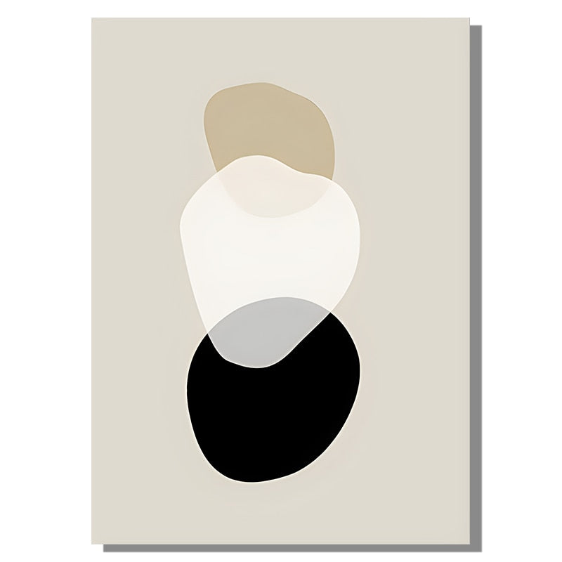 Modern Minimalist Black Beige White Wall Art Fine Art Canvas Prints Abstract Pictures For Living Room Dining Room Bedroom Wall Decor
