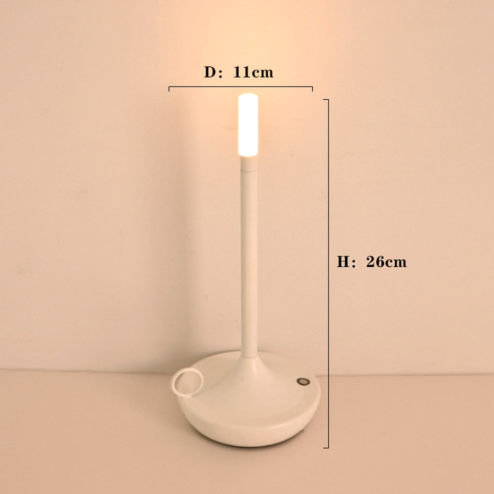 Retro Cordless Candle Stick LED Night Light Rechargeable Portable Desktop Coffee Table Light For Bedside Table
