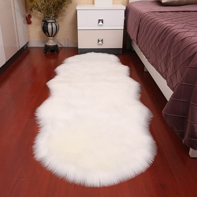 Soft Faux Sheepskin Furry Rug For Bedroom Deep Pile Shaggy Carpet Mat For Living Room Bedroom Cosy Sofa Rug Ideal For Wooden Floors