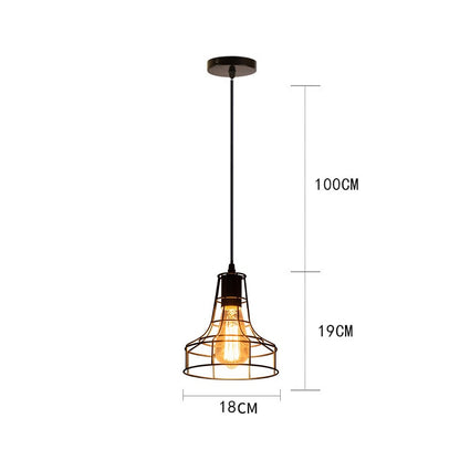 Modern Nordic Geometric Iron Cage LED Ceiling Light Pendants Lamps Classic Retro Industrial Lighting For Living Room Dining Room Trendy Pendant Lighting