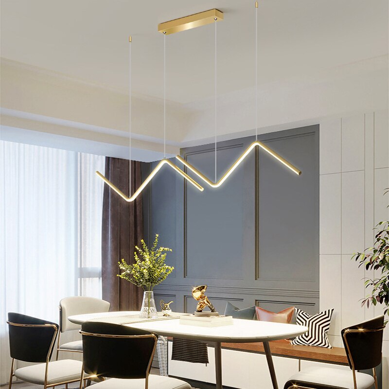 Modern Minimalist Geometric LED Chandelier Tubular Suspension Pendant Lighting Fixture For Contemporary Living Room Dining Room Lighting