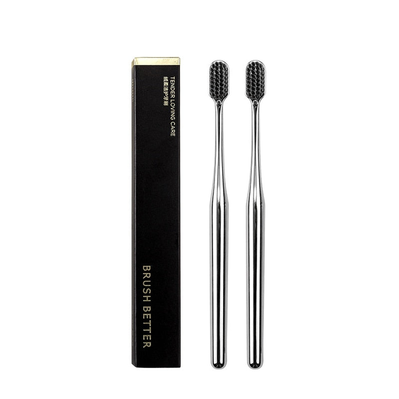 Luxury Toothbrush Gold & Silver Soft Bristle Dental Toothbrush Elegant Gentle Stylish Washroom Accessories For Luxury Bathroom