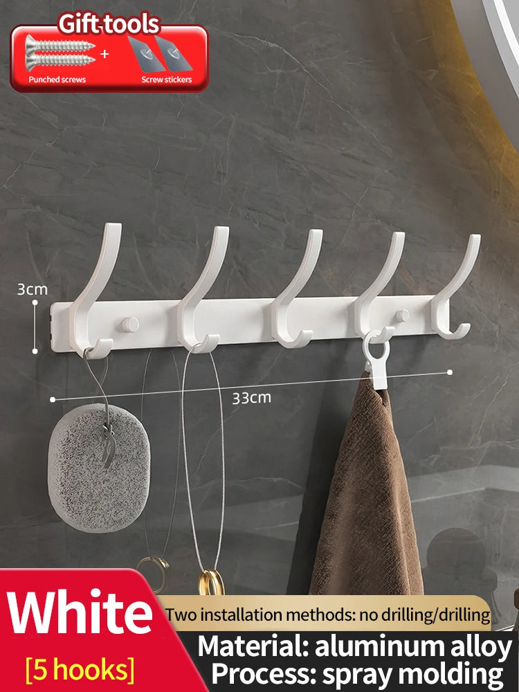 Modern Aluminium Door Hook Rails No Drilling Required - Sleek Metal Wall Hanging Organizer for Clothes, Coats & Accessories