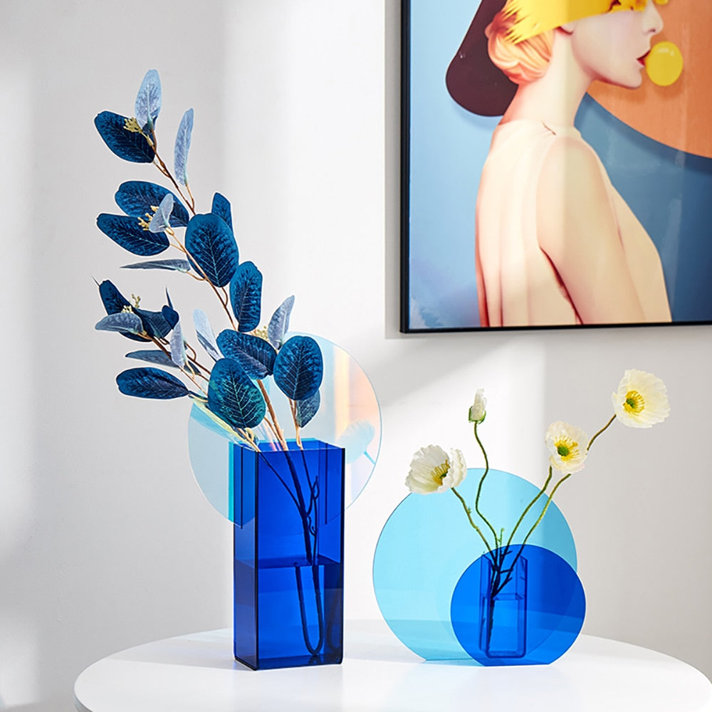 Modern Abstract Colorful Perspex Vases For Table Top Flower Arrangement Stylish Home Decor Accessories For Contemporary Interiors